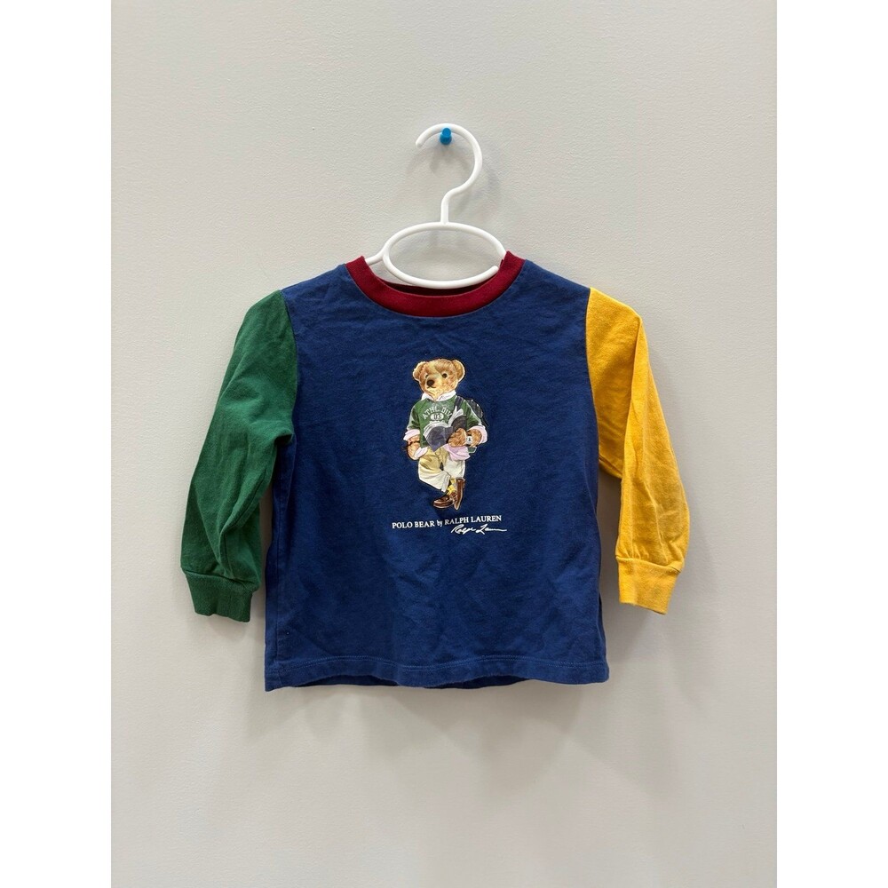 Ralph Lauren Polo Bear Colorblock Long Sleeve Tee - Blue/Green/Yellow